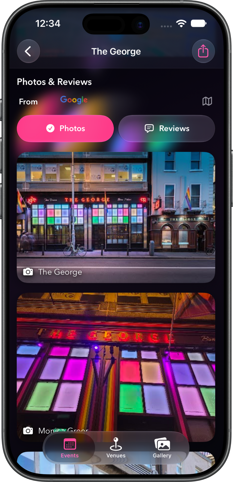 Dublin venue location screen in the WheresGay app